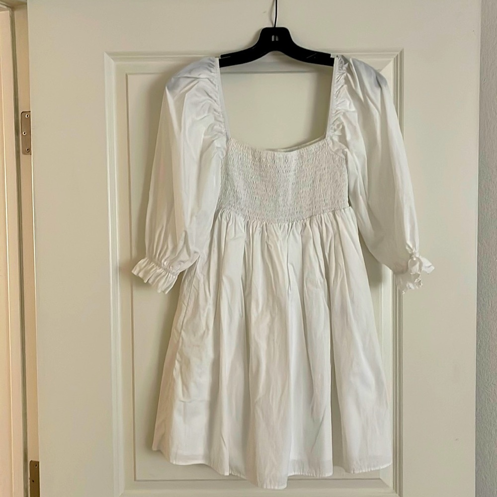 Faithfull the brand smocked puff sleeve dress
